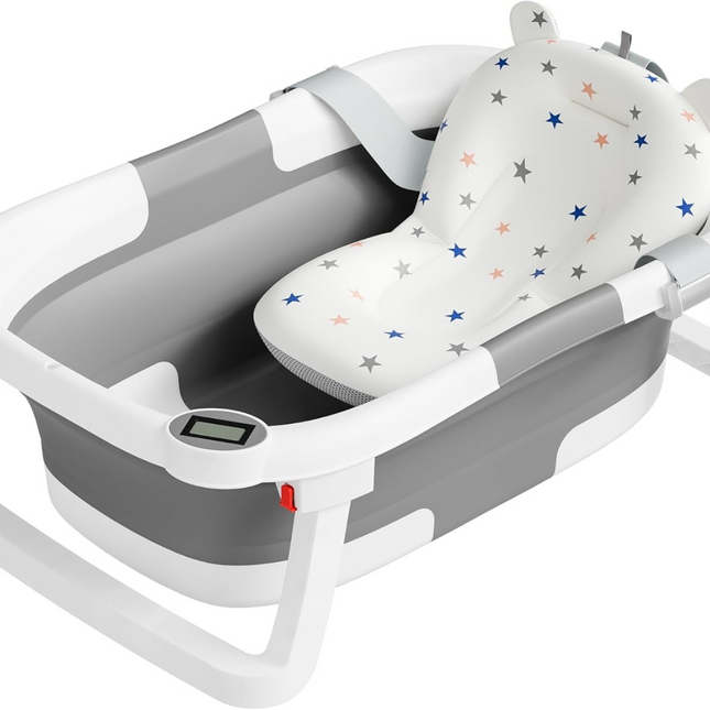 aby Bathtub,Baby Bath Tub with Soft Cushion & Thermometer