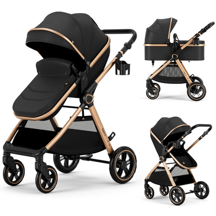 2 in 1 Baby Stroller, Convertible Bassinet Pushchair for 0-36 Months