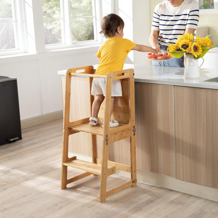 4-in-1 Standing Tower for Toddlers and Kids 1-6 Years ,(Natural)