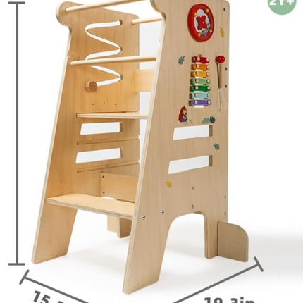 Wooden Learning Tower,adjustable Toddler Kitchen Stool Helper