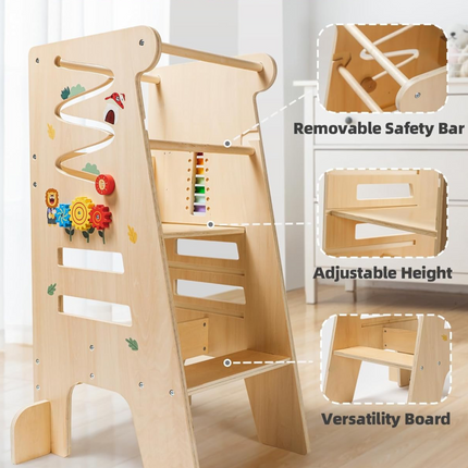 Wooden Learning Tower,adjustable Toddler Kitchen Stool Helper