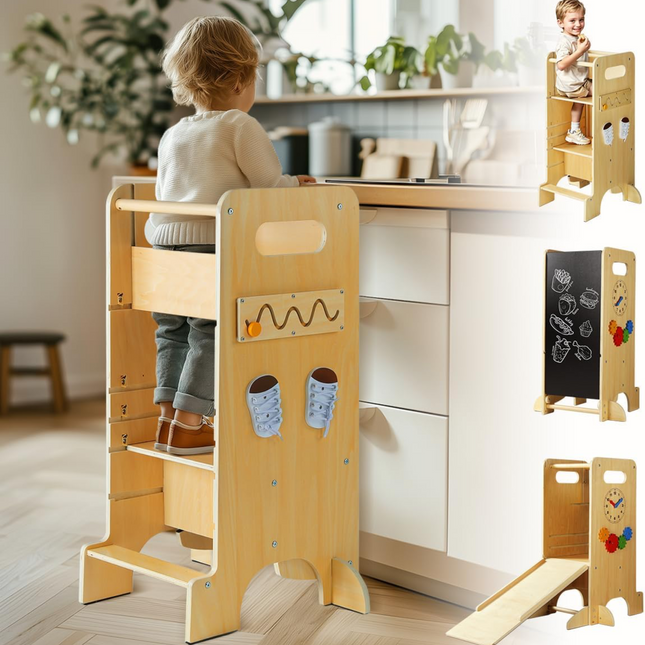 Toddler Tower 4-in-1 Multifunctional Kitchen Stool Helper [natural]