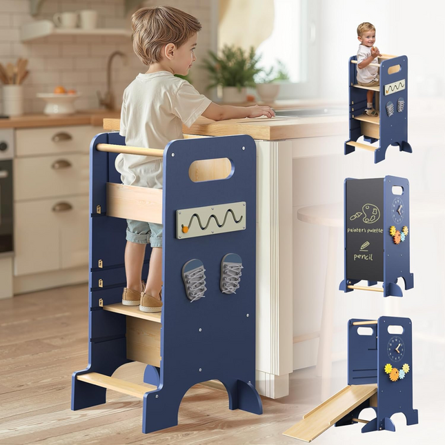 Toddler Tower 4-in-1 Multifunctional Kitchen Step Stool Helper, Blue