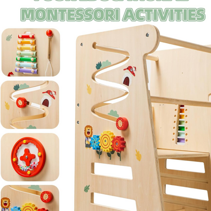 Wooden Learning Tower,adjustable Toddler Kitchen Stool Helper